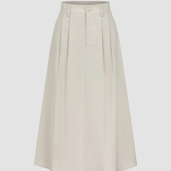 Linen blend beige vest & skirt - Picture 1 of 3